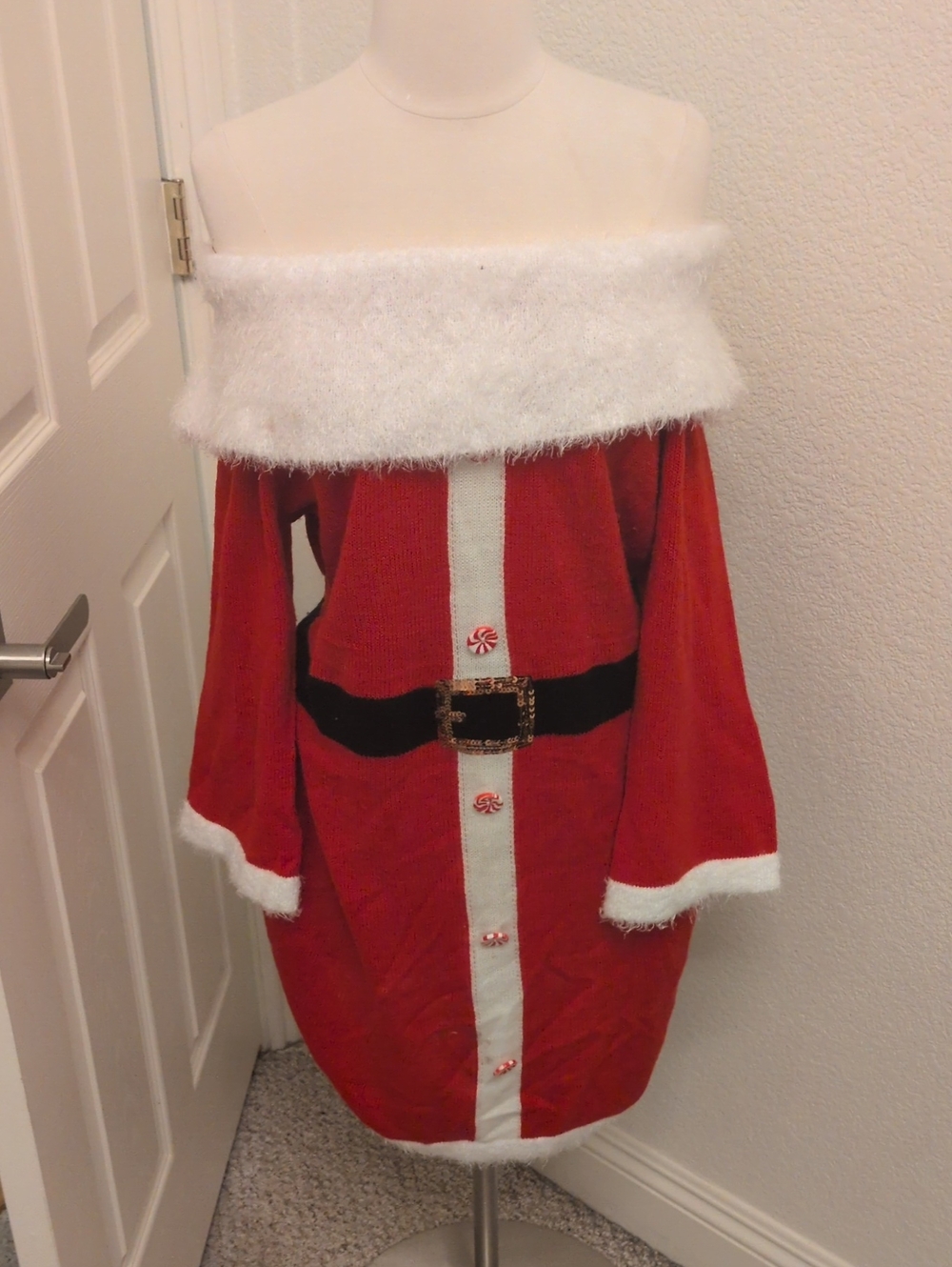 Mrs Claus Santa Sweater Dress Large Ugly Christmas Sweater Holiday